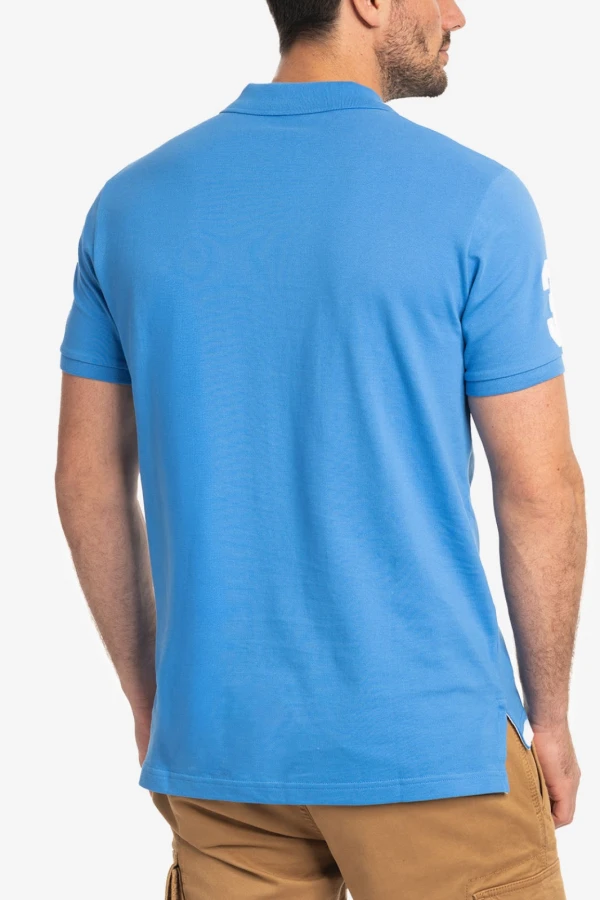 POLO MULTICOLORE AVEC GRAND LOGO - MULTI COLOR BIG LOGO POLO SHIRT - COULEUR VIGNE FRAMBOISE.