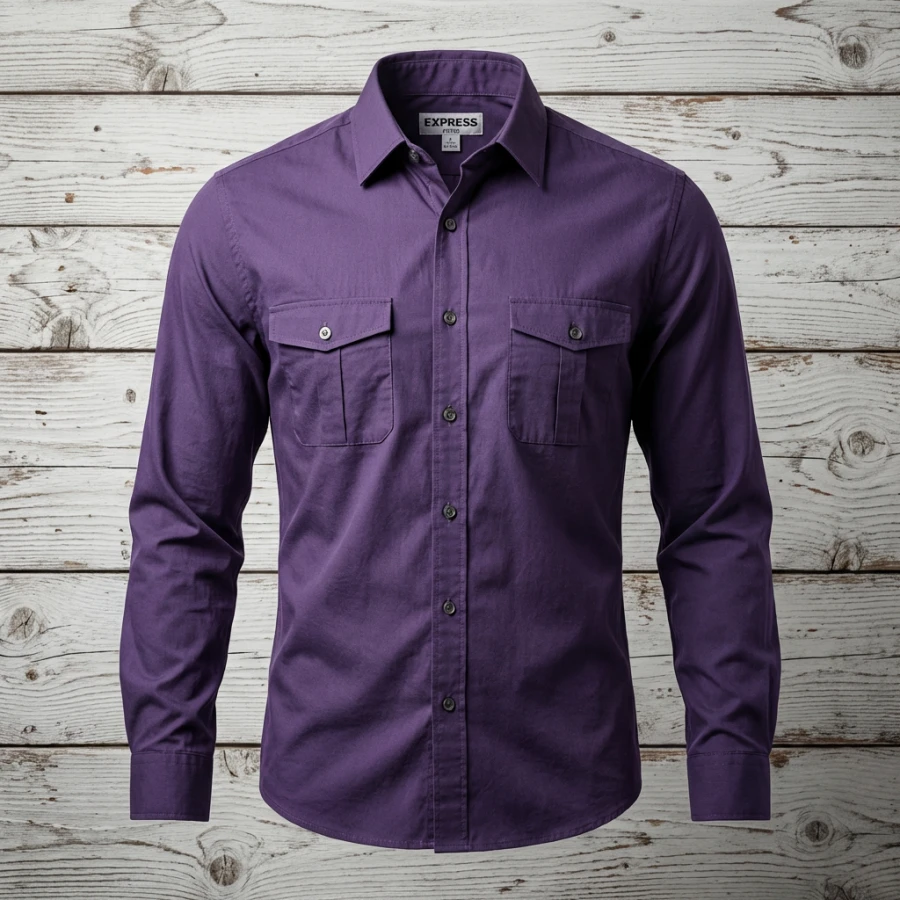 Purple Express Slim‑Fit Shirt – Size L