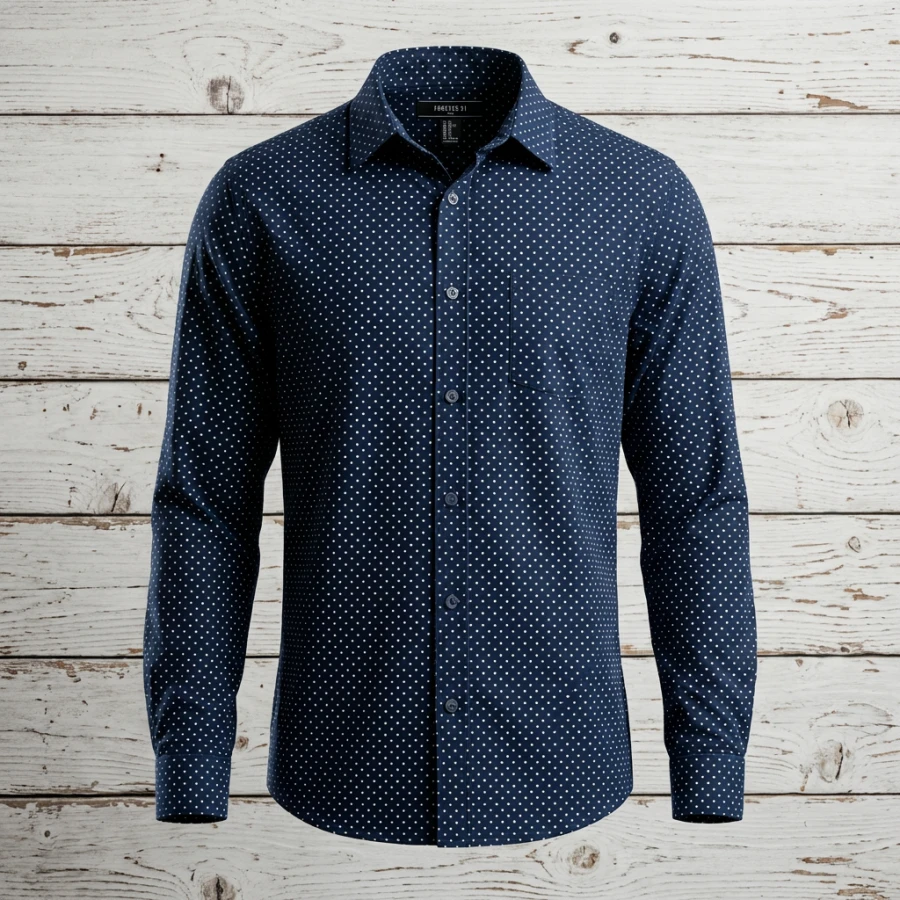 Forever 21 Navy Polka‑Dot Shirt – Size L