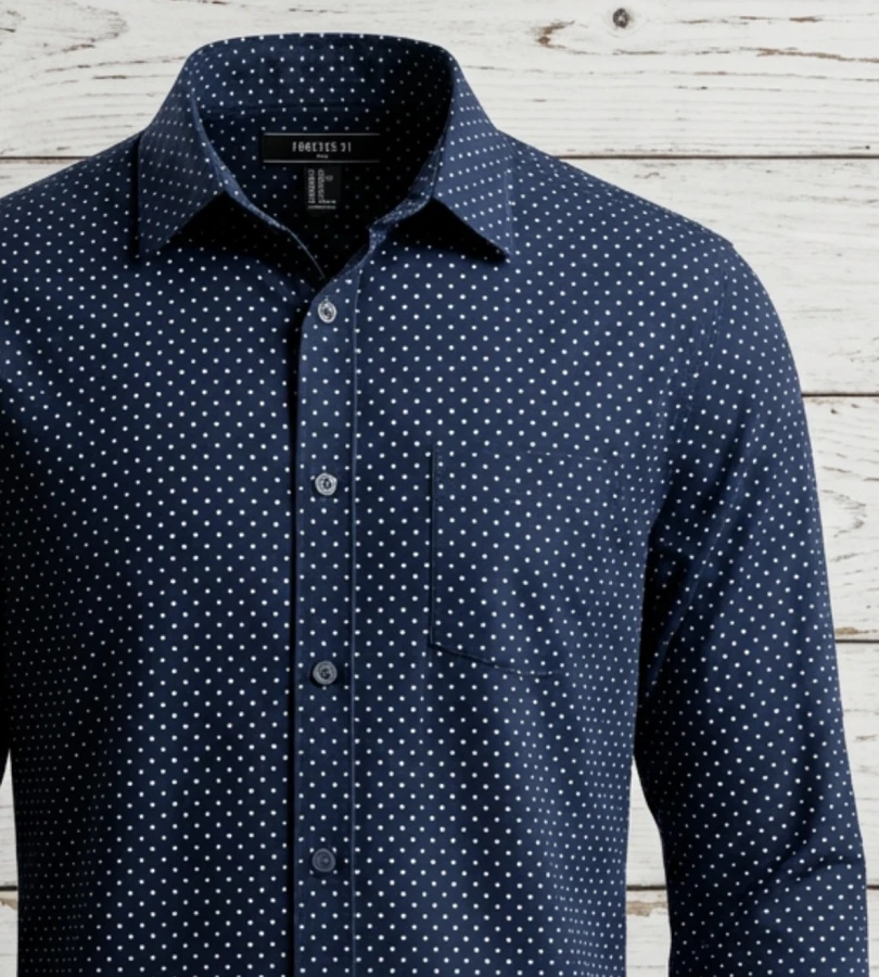 Forever 21 Navy Polka‑Dot Shirt – Size L