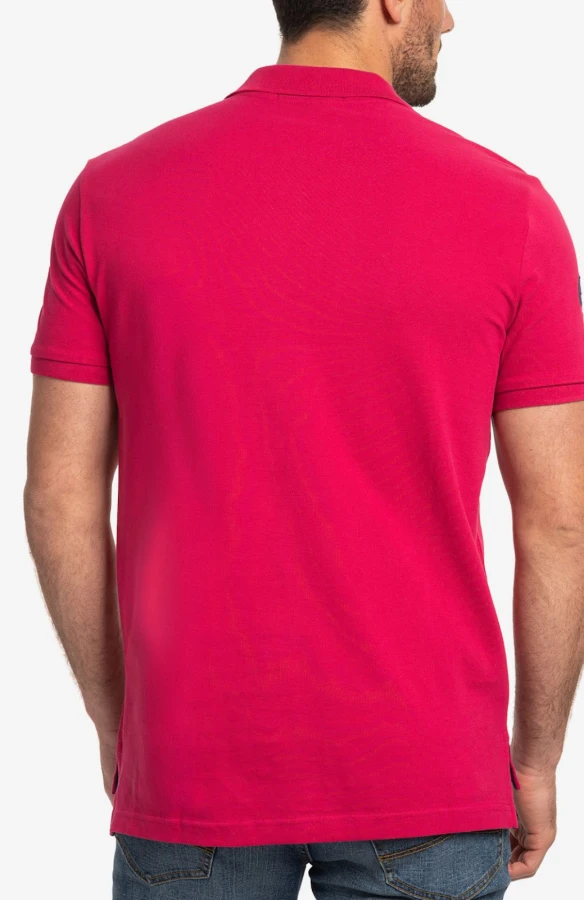 POLO MULTICOLORE AVEC GRAND LOGO - MULTI COLOR BIG LOGO POLO SHIRT - COULEUR VIGNE FRAMBOISE.